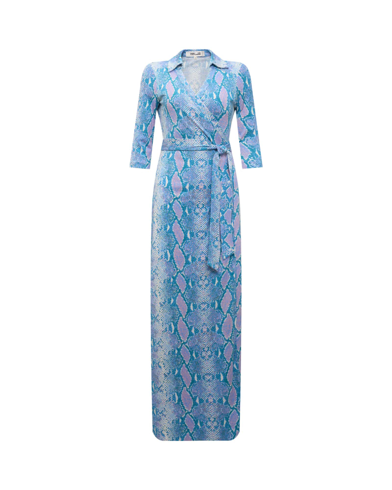 Front of a size XL DVF ABIGAIL DRESS in BLUE by Diane von Furstenberg. | dia_product_style_image_id:347114
